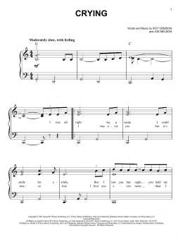 page one of Crying (Easy Piano)