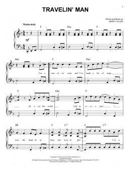 page one of Travelin' Man (Easy Piano)
