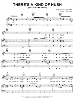 page one of There's A Kind Of Hush (All Over The World) (Piano, Vocal & Guitar Chords (Right-Hand Melody))