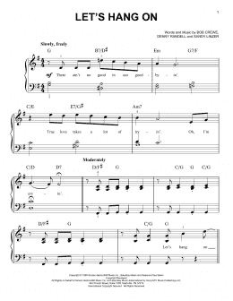 page one of Let's Hang On (Easy Piano)