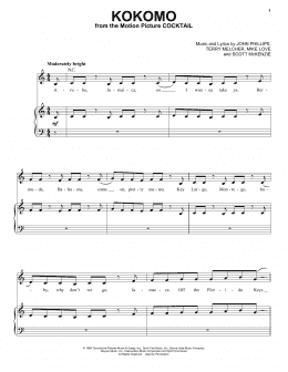 page one of Kokomo (Piano, Vocal & Guitar Chords (Right-Hand Melody))