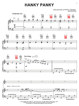 page one of Hanky Panky (Piano, Vocal & Guitar Chords (Right-Hand Melody))