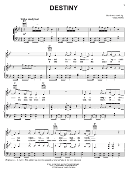 page one of Destiny (Piano, Vocal & Guitar Chords (Right-Hand Melody))