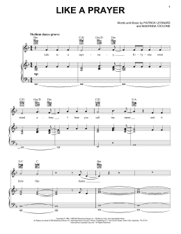 page one of Like A Prayer (Piano, Vocal & Guitar Chords (Right-Hand Melody))