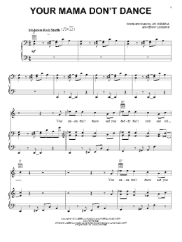 page one of Your Mama Don't Dance (Piano, Vocal & Guitar Chords (Right-Hand Melody))