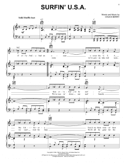 page one of Surfin' U.S.A. (Piano, Vocal & Guitar Chords (Right-Hand Melody))