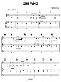 page one of Gee Whiz (Piano, Vocal & Guitar Chords (Right-Hand Melody))