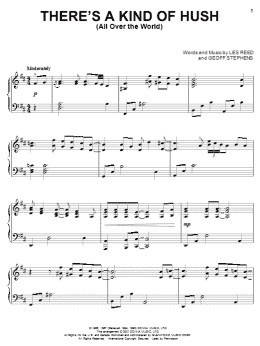 page one of There's A Kind Of Hush (All Over The World) (Piano Solo)