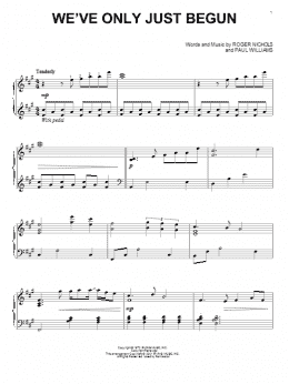 page one of We've Only Just Begun (Piano Solo)