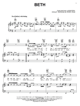 page one of Beth (Piano, Vocal & Guitar Chords (Right-Hand Melody))