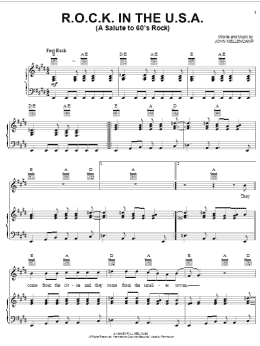 page one of R.O.C.K. In The U.S.A. (A Salute To 60's Rock) (Piano, Vocal & Guitar Chords (Right-Hand Melody))