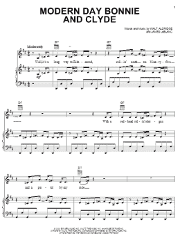 page one of Modern Day Bonnie And Clyde (Piano, Vocal & Guitar Chords (Right-Hand Melody))