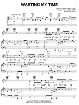 page one of Wasting My Time (Piano, Vocal & Guitar Chords (Right-Hand Melody))