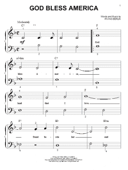 page one of God Bless America (Big Note Piano)