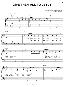 page one of Give Them All To Jesus (Easy Piano)
