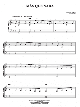 page one of Mas Que Nada (Easy Piano)