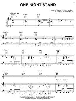 page one of One Night Stand (Piano, Vocal & Guitar Chords (Right-Hand Melody))
