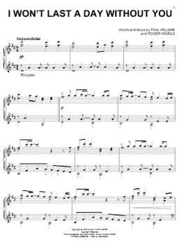 page one of I Won't Last A Day Without You (Piano Solo)