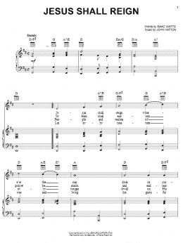 page one of Jesus Shall Reign (Where'er The Sun) (Piano, Vocal & Guitar Chords (Right-Hand Melody))