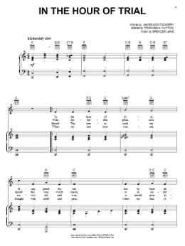 page one of In The Hour Of Trial (Piano, Vocal & Guitar Chords (Right-Hand Melody))