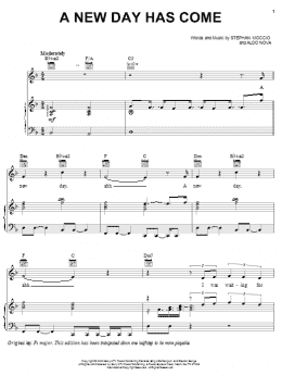 page one of A New Day Has Come (Piano, Vocal & Guitar Chords (Right-Hand Melody))