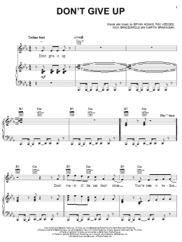 page one of Don't Give Up (Piano, Vocal & Guitar Chords (Right-Hand Melody))
