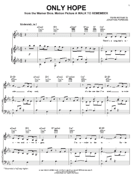page one of Only Hope (Piano, Vocal & Guitar Chords (Right-Hand Melody))
