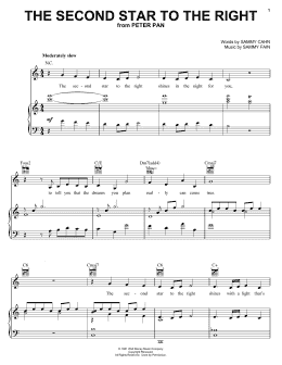page one of The Second Star To The Right (from Return To Neverland) (Piano, Vocal & Guitar Chords (Right-Hand Melody))