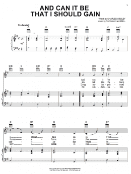 page one of And Can It Be That I Should Gain (Piano, Vocal & Guitar Chords (Right-Hand Melody))