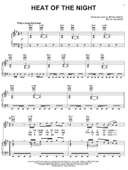 page one of Heat Of The Night (Piano, Vocal & Guitar Chords (Right-Hand Melody))