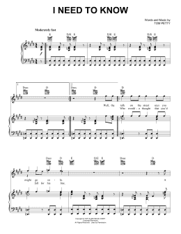 page one of I Need To Know (Piano, Vocal & Guitar Chords (Right-Hand Melody))