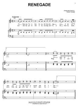 page one of Renegade (Piano, Vocal & Guitar Chords (Right-Hand Melody))