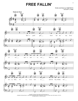 page one of Free Fallin' (Piano, Vocal & Guitar Chords (Right-Hand Melody))