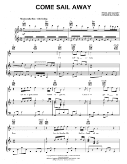 page one of Come Sail Away (Piano, Vocal & Guitar Chords (Right-Hand Melody))