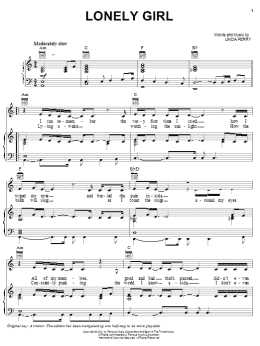 page one of Lonely Girl (Piano, Vocal & Guitar Chords (Right-Hand Melody))