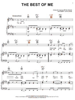 page one of The Best Of Me (Piano, Vocal & Guitar Chords (Right-Hand Melody))