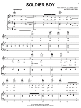 page one of Soldier Boy (Piano, Vocal & Guitar Chords (Right-Hand Melody))