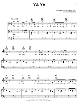 page one of Ya Ya (Piano, Vocal & Guitar Chords (Right-Hand Melody))