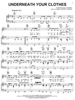 page one of Underneath Your Clothes (Piano, Vocal & Guitar Chords (Right-Hand Melody))