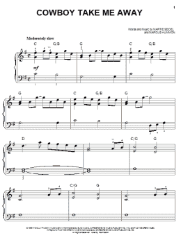 page one of Cowboy Take Me Away (Easy Piano)