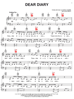 page one of Dear Diary (Piano, Vocal & Guitar Chords (Right-Hand Melody))