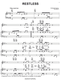 page one of Restless (Piano, Vocal & Guitar Chords (Right-Hand Melody))