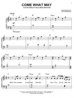 page one of Come What May (from Moulin Rouge) (Easy Piano)