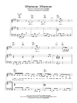 page one of Whenever, Wherever (Piano, Vocal & Guitar Chords)