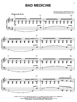 page one of Bad Medicine (Easy Piano)