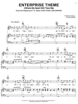 page one of Enterprise Theme (Where My Heart Will Take Me) (Piano, Vocal & Guitar Chords (Right-Hand Melody))