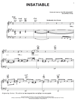 page one of Insatiable (Piano, Vocal & Guitar Chords (Right-Hand Melody))