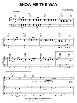 page one of Show Me The Way (Piano, Vocal & Guitar Chords (Right-Hand Melody))