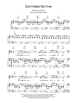 page one of Don't Make Me Over (Piano, Vocal & Guitar Chords)