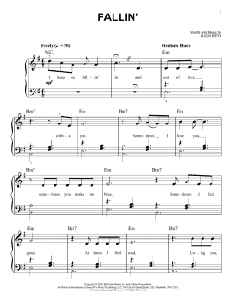 page one of Fallin' (Easy Piano)